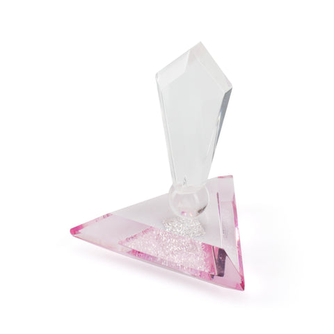 Pink Glass Triangular Sculpture (A+D)