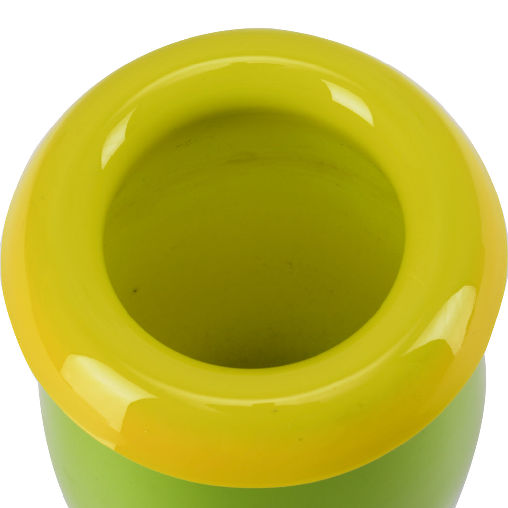 Green / Yellow Bulbous Glass Vase (A+D)