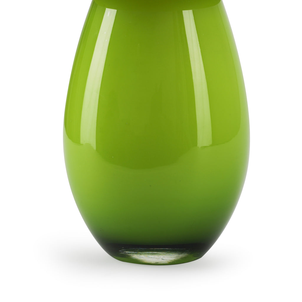 Green / Yellow Bulbous Glass Vase (A+D)