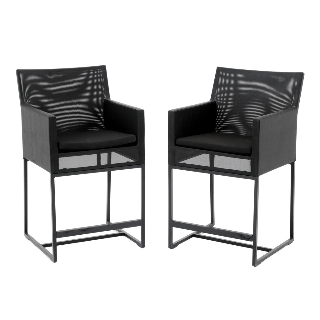 Black Mesh Patio Chair Stools