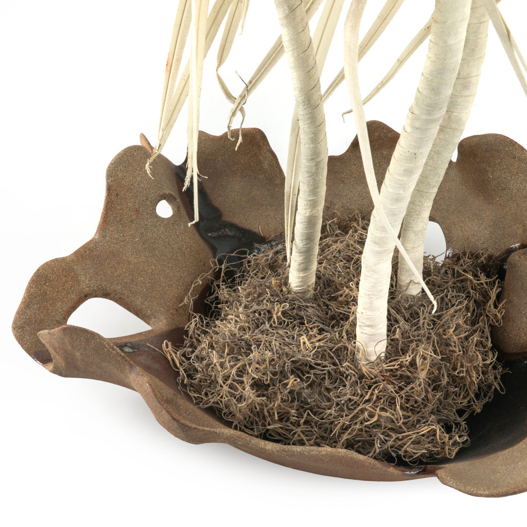 Beige Faux Plant with Brown Planter