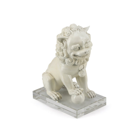White Foo Dog Statue w/ Lucite Base (A+D)