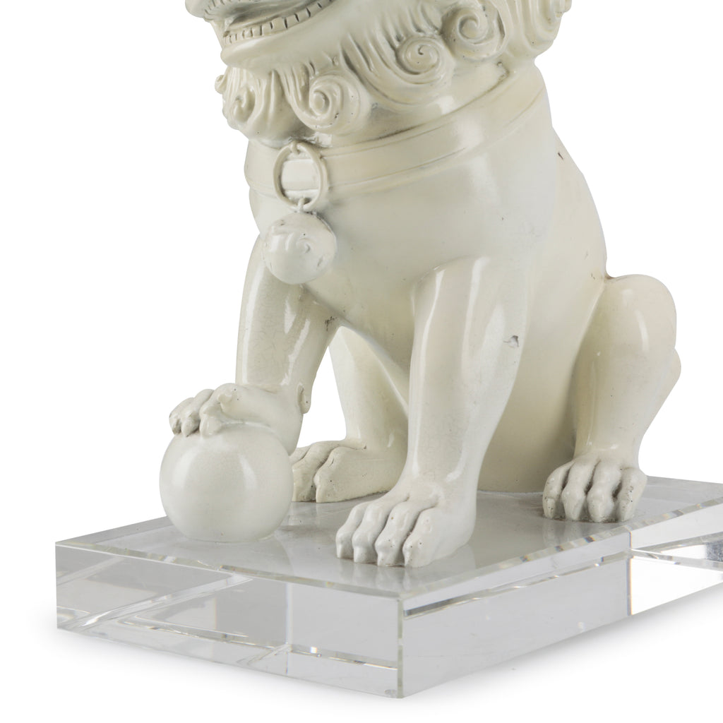 White Foo Dog Statue w/ Lucite Base (A+D)