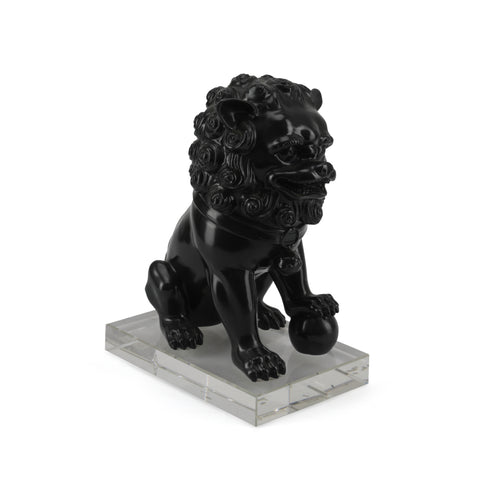 Black Foo Dog Statue w/ Lucite Base (A+D)
