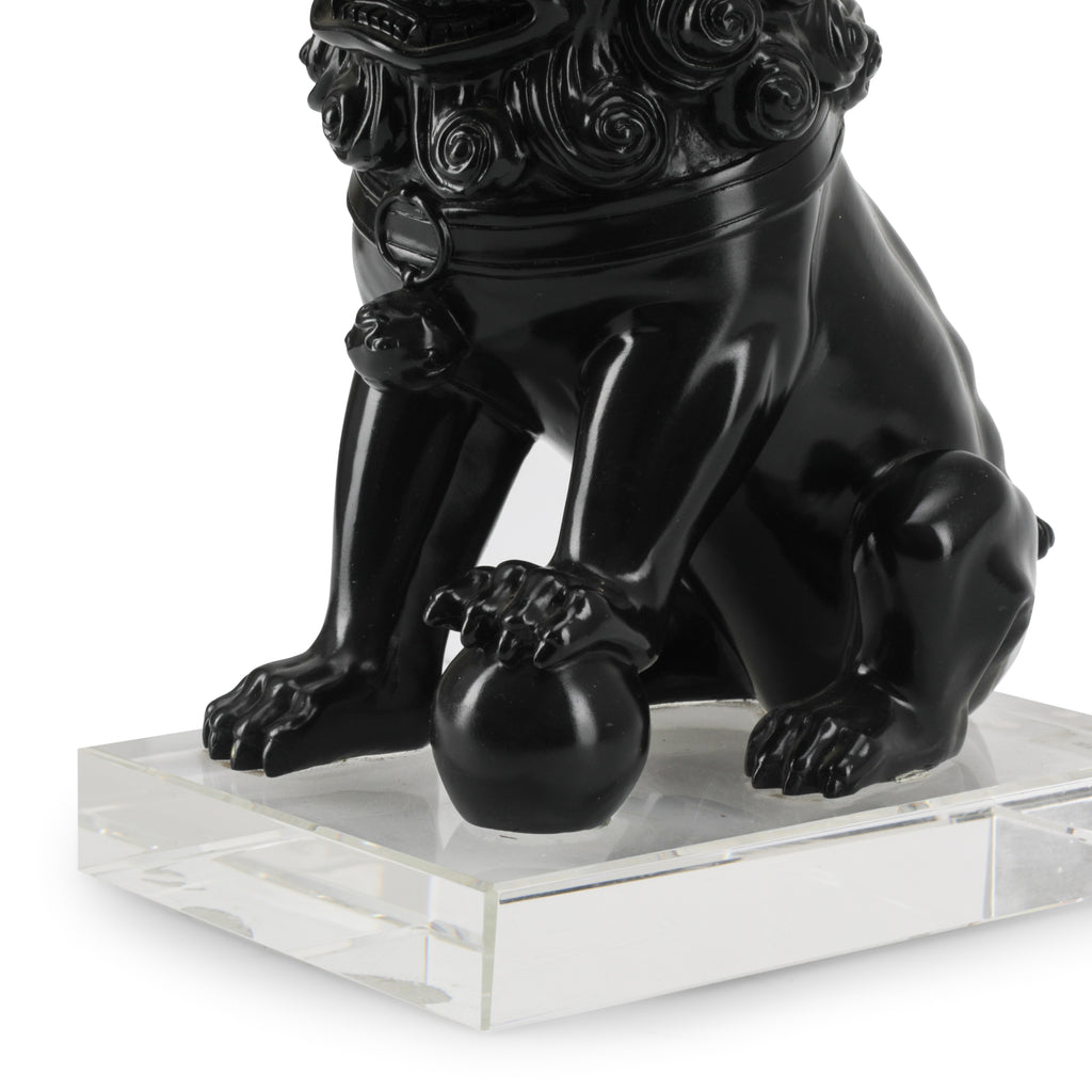 Black Foo Dog Statue w/ Lucite Base (A+D)