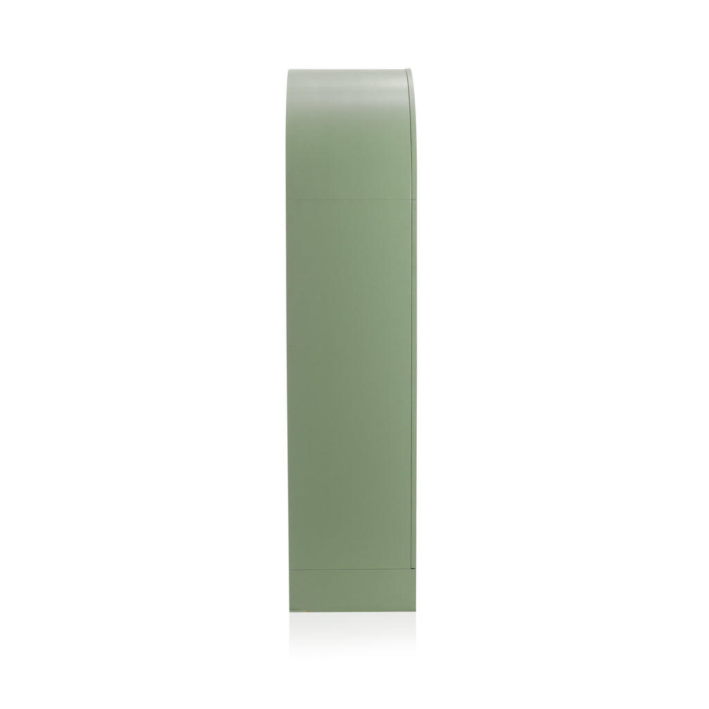 Green Display Cabinet with Wood Drawers
