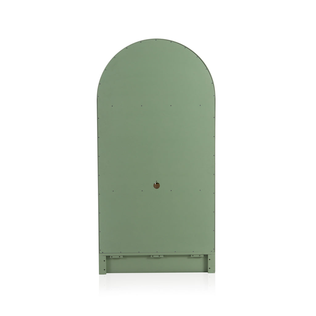 Green Display Cabinet with Wood Drawers