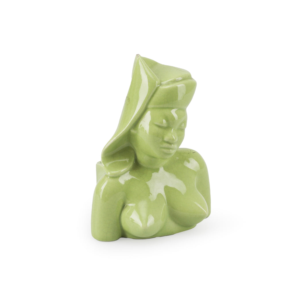 Green Ceramic Female Bust Incense Burner (A+D)