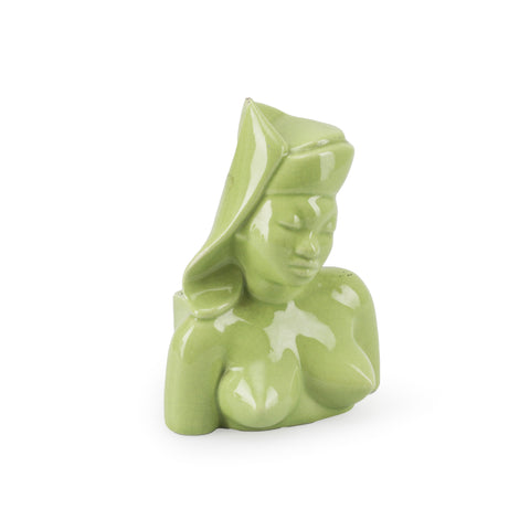 Green Ceramic Female Bust Incense Burner (A+D)