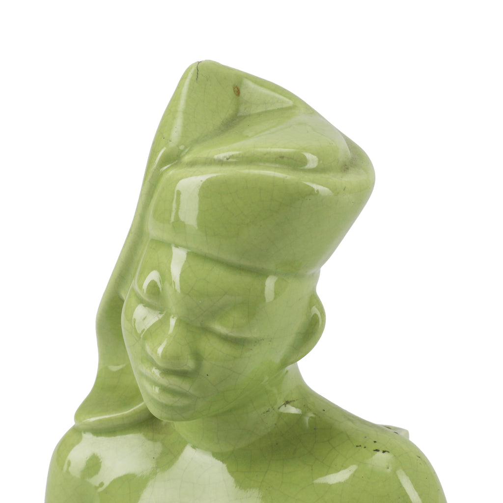 Green Ceramic Female Bust Incense Burner (A+D)