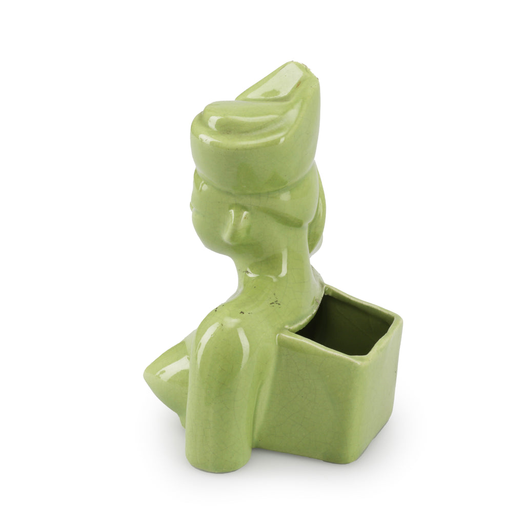 Green Ceramic Female Bust Incense Burner (A+D)