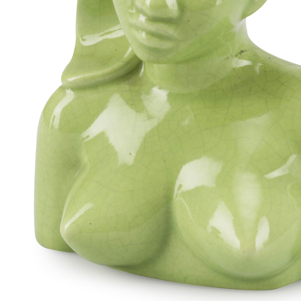 Green Ceramic Female Bust Incense Burner (A+D)