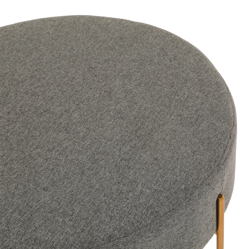 Grey Round Ottoman w/ Gold Legs