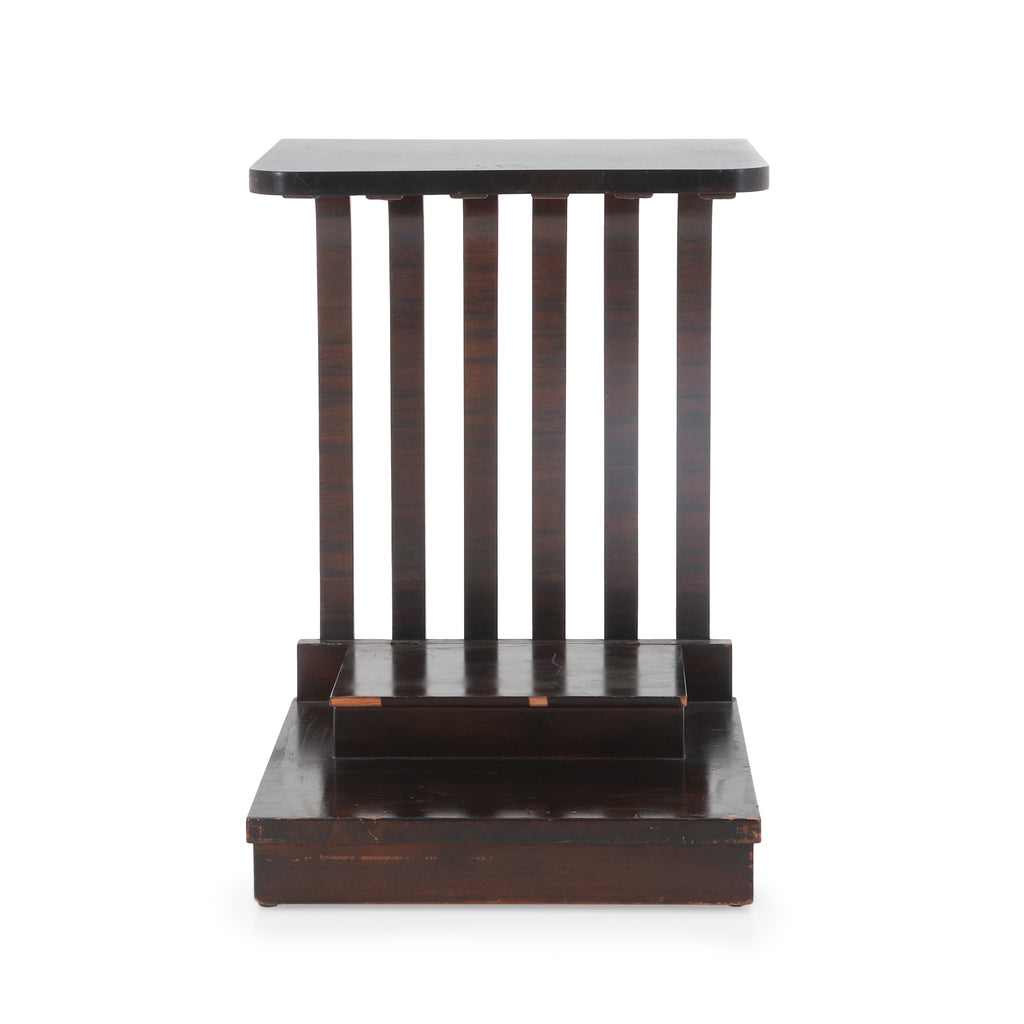 Dark Wood Slatted Side Table
