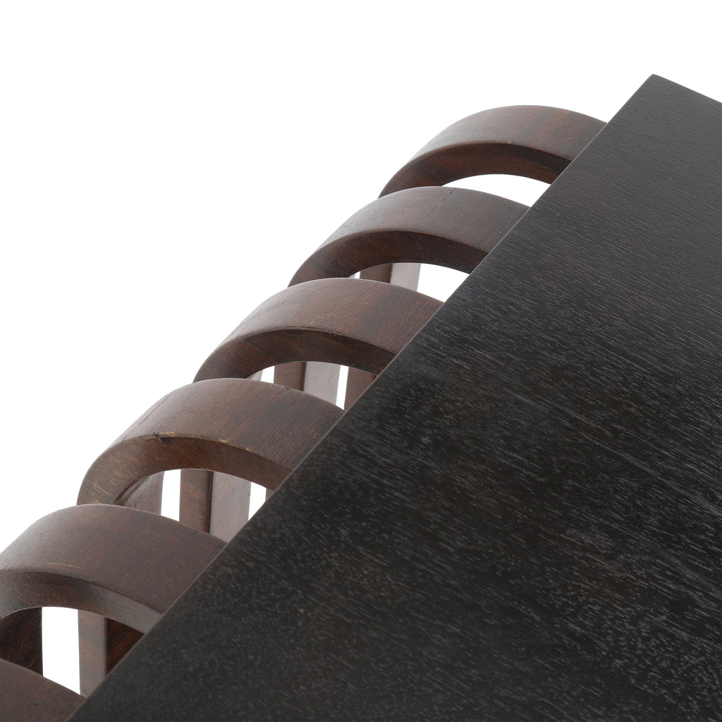 Dark Wood Slatted Side Table