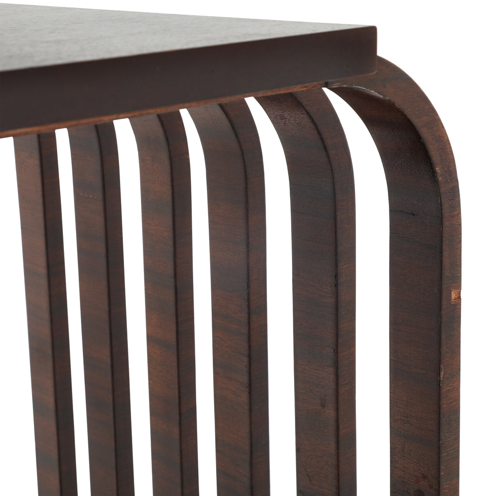 Dark Wood Slatted Side Table