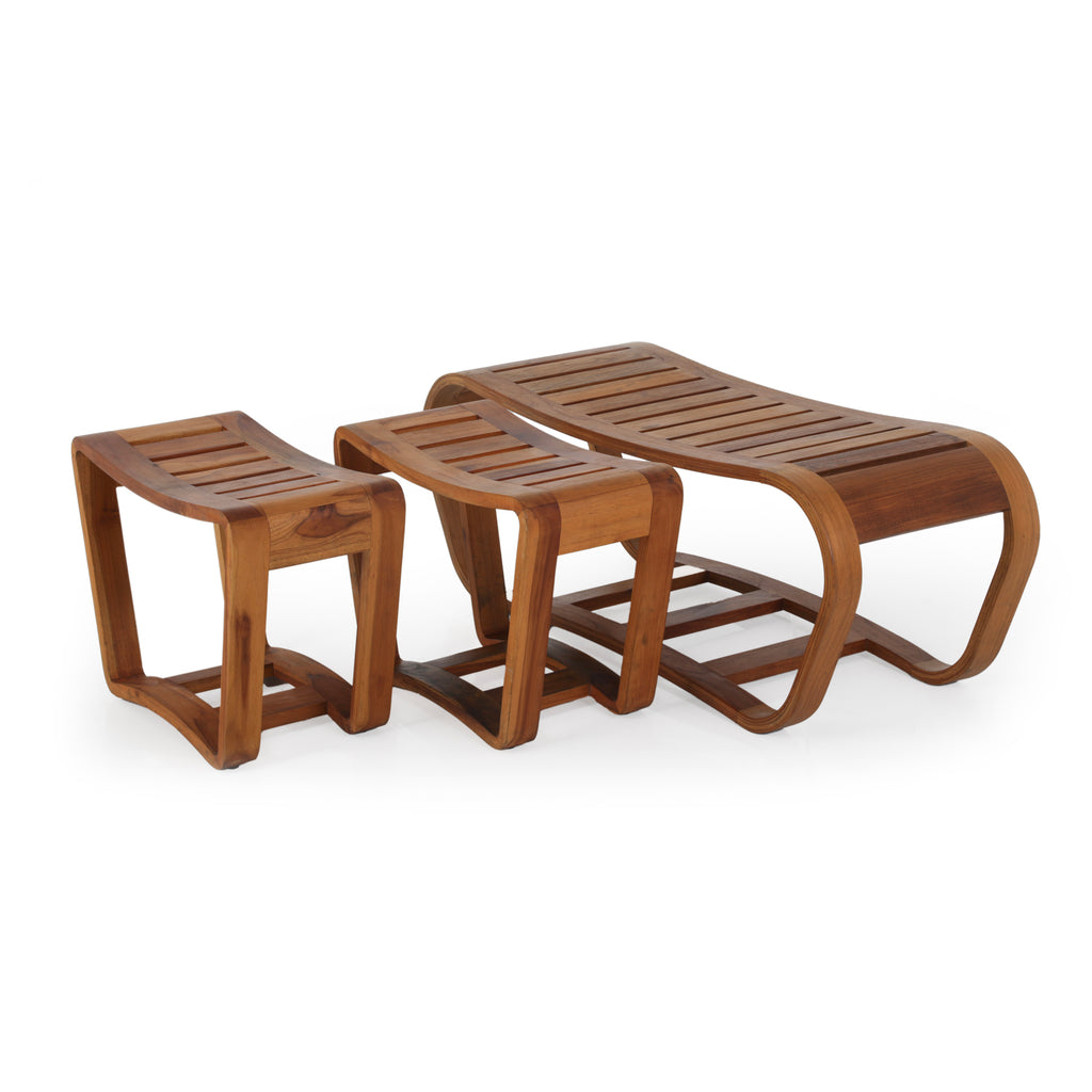 Slatted Long Outdoor Side Table / Bench