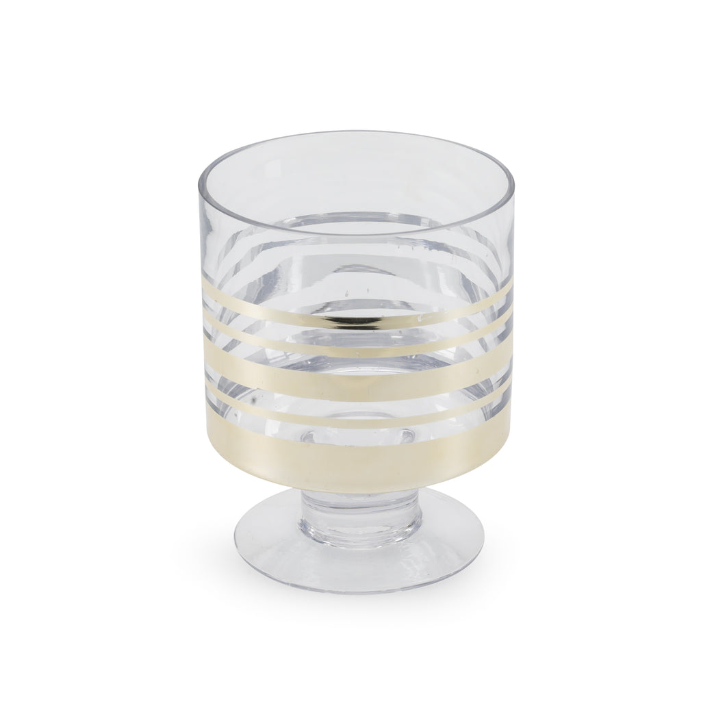 Glass Candle Holder / Bowl with Gold Stripes