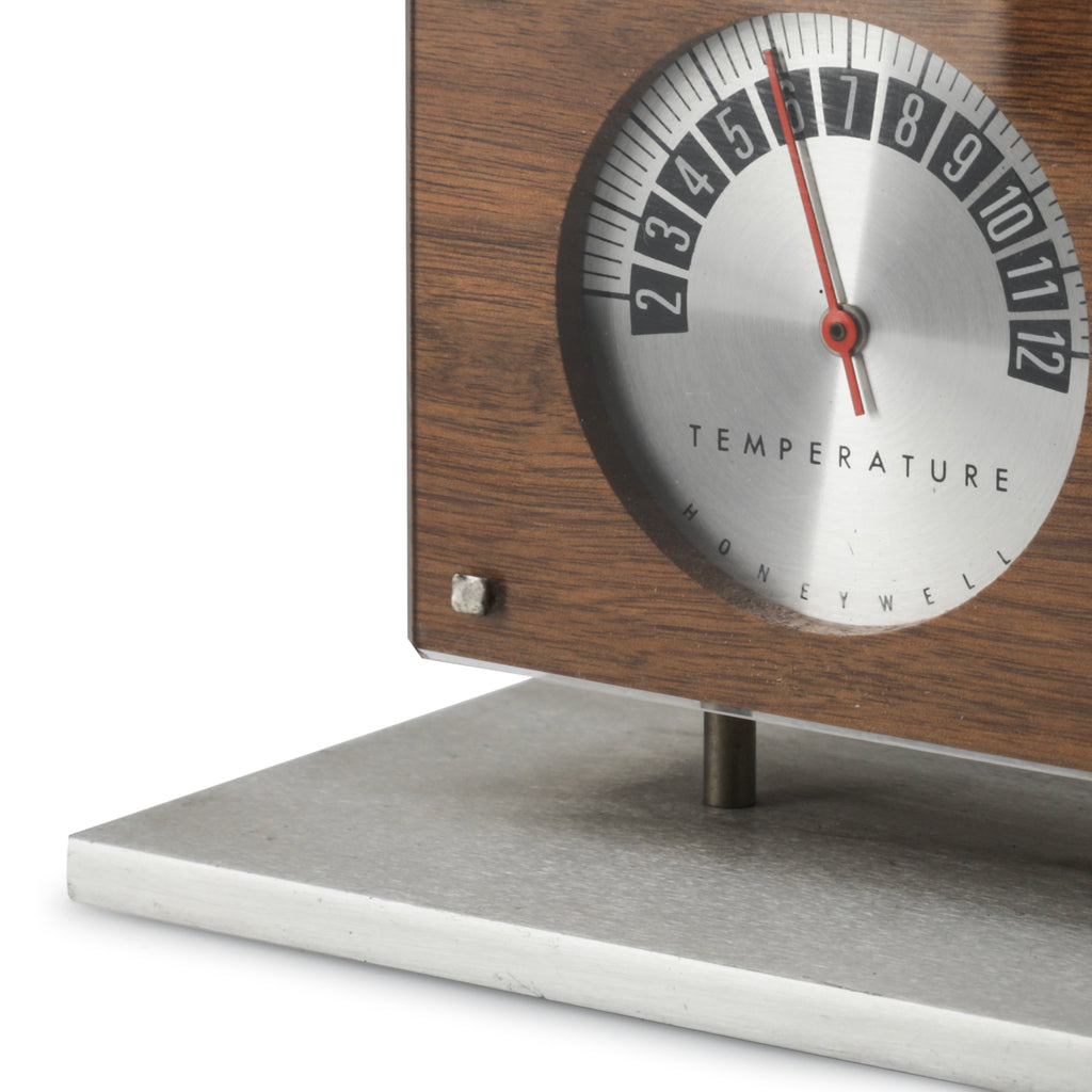 Metal & Wood Pen Holder w/ Thermometer