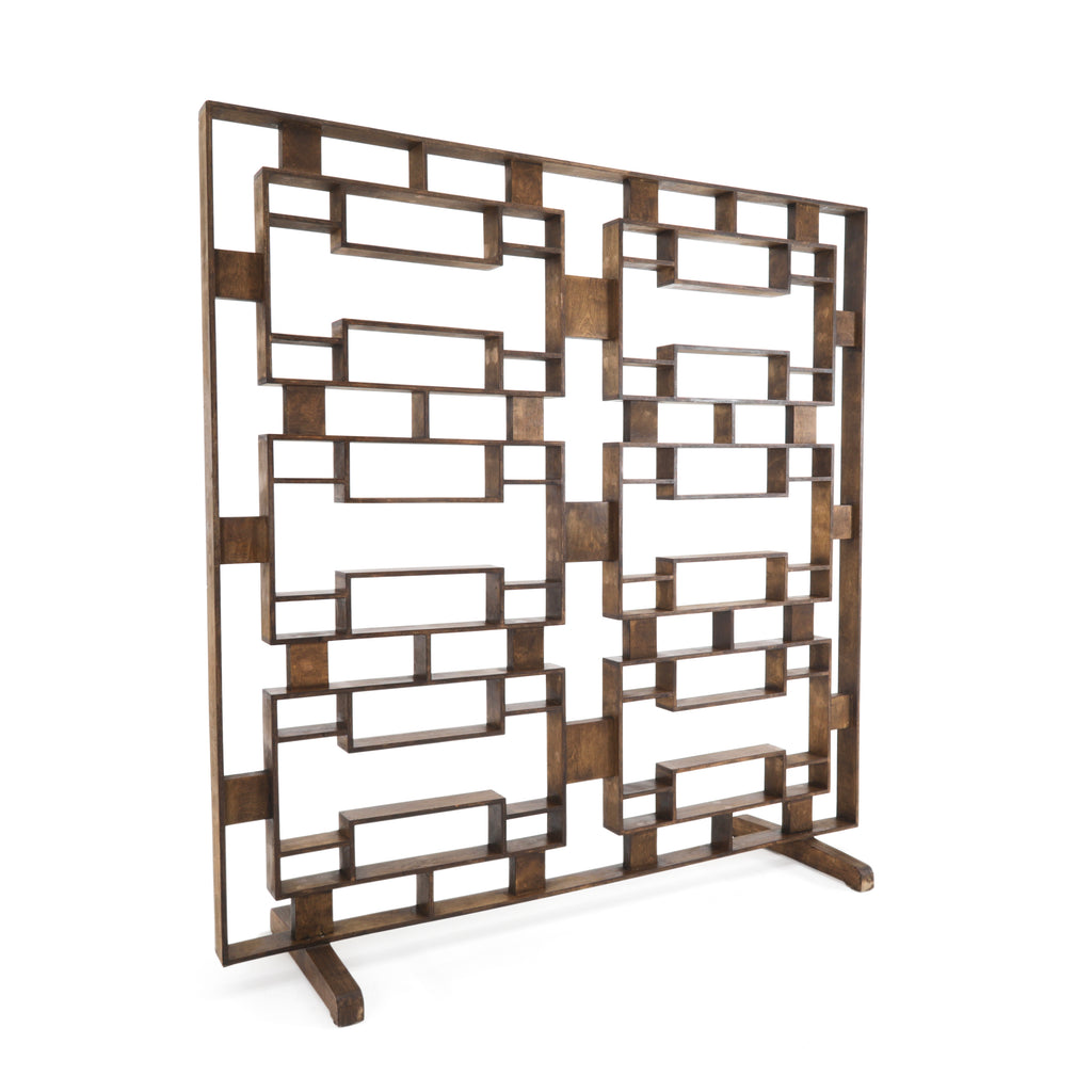 Stained Wood Screen Room Divider