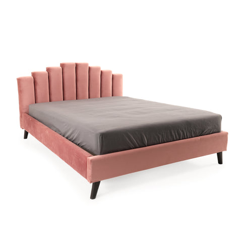 Pink Velvet Queen Bed