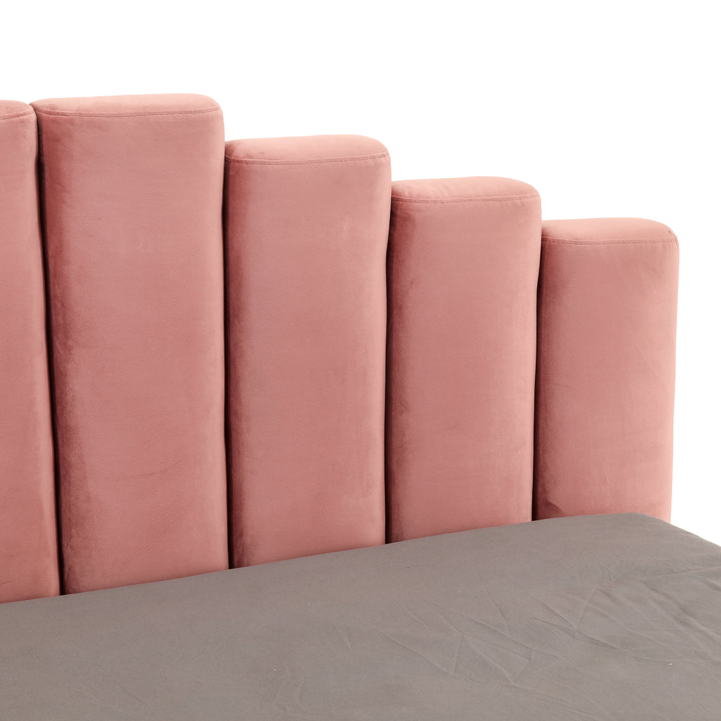 Pink Velvet Queen Bed