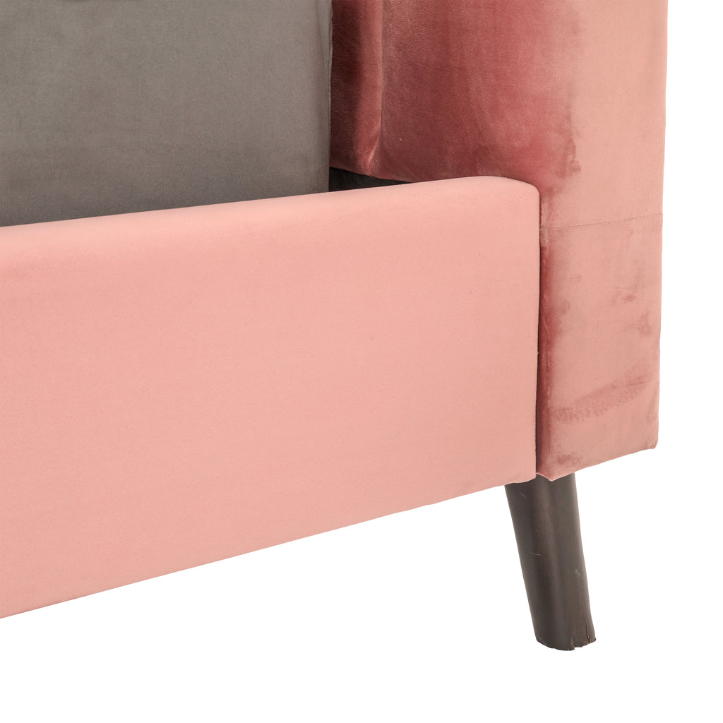 Pink Velvet Queen Bed