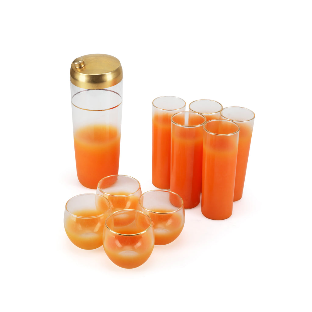 Orange and Gold Highball Glass