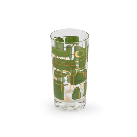 Green & Gold Patterned Highball Glass