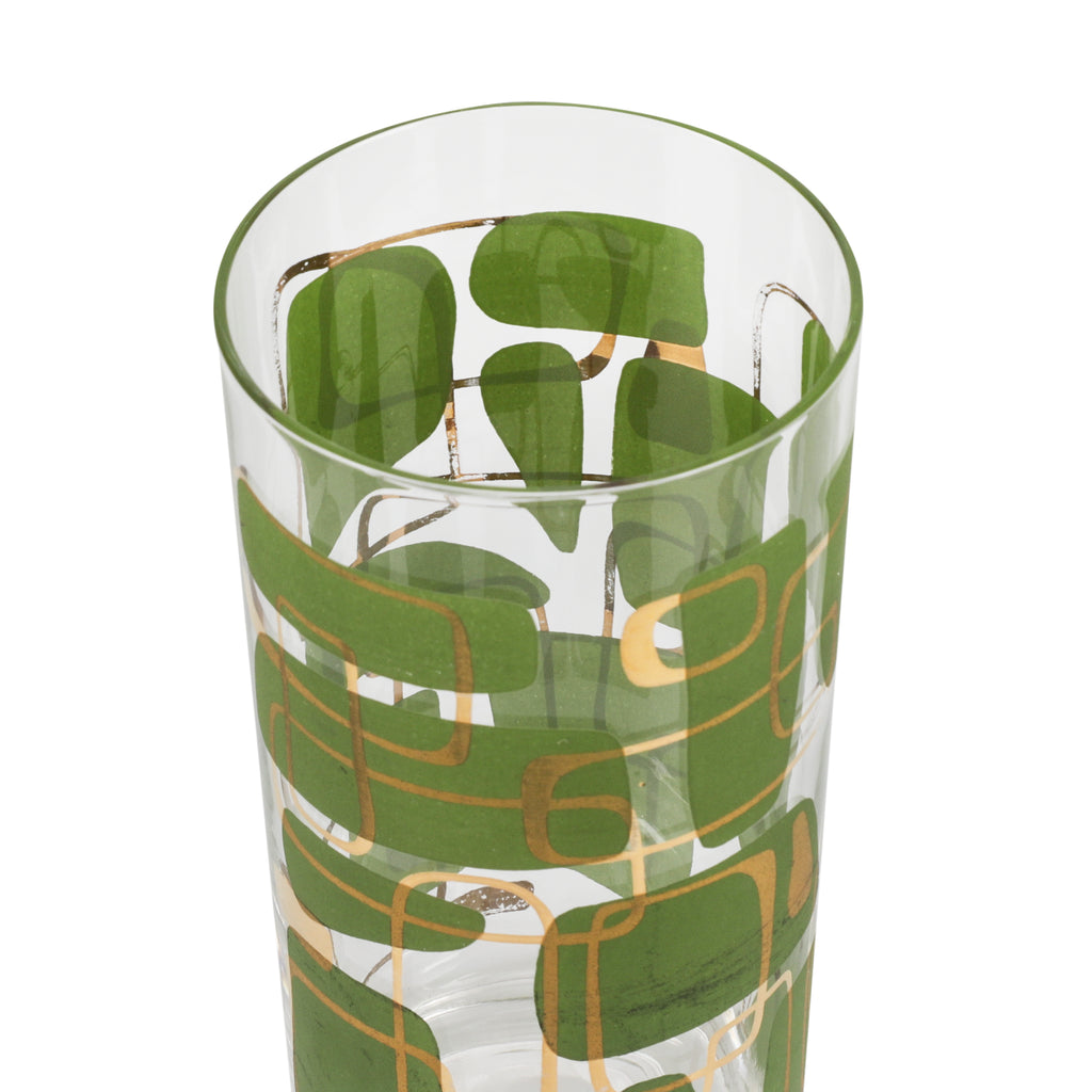 Green & Gold Patterned Highball Glass