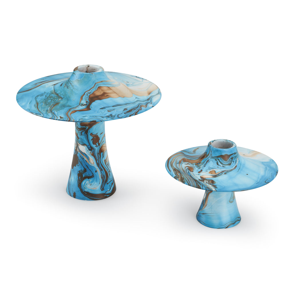 Short Blue / Gold Mushroom Vase (A+D)