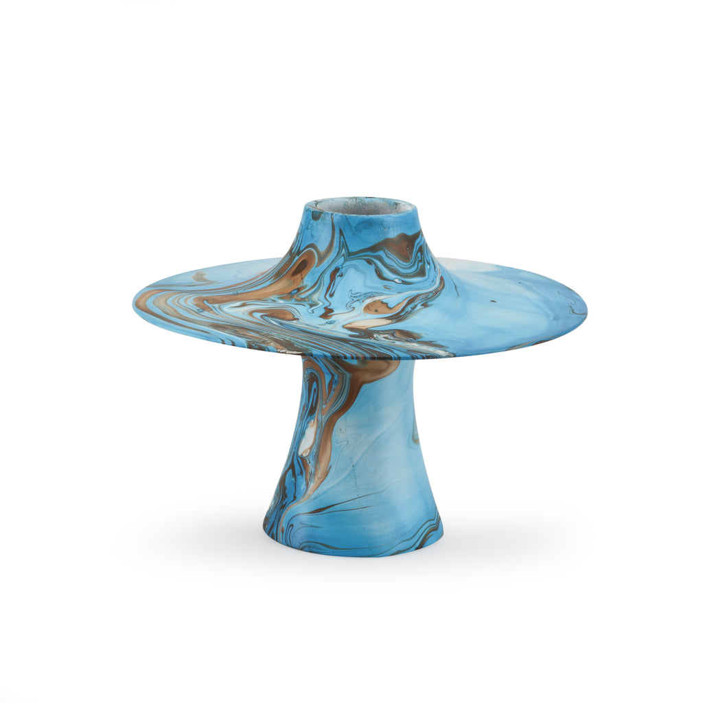 Short Blue / Gold Mushroom Vase (A+D)