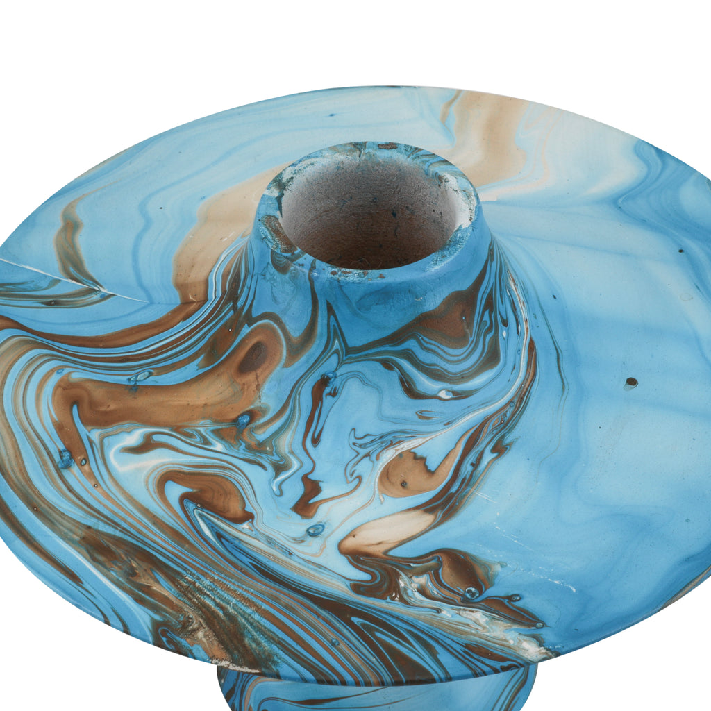 Short Blue / Gold Mushroom Vase (A+D)