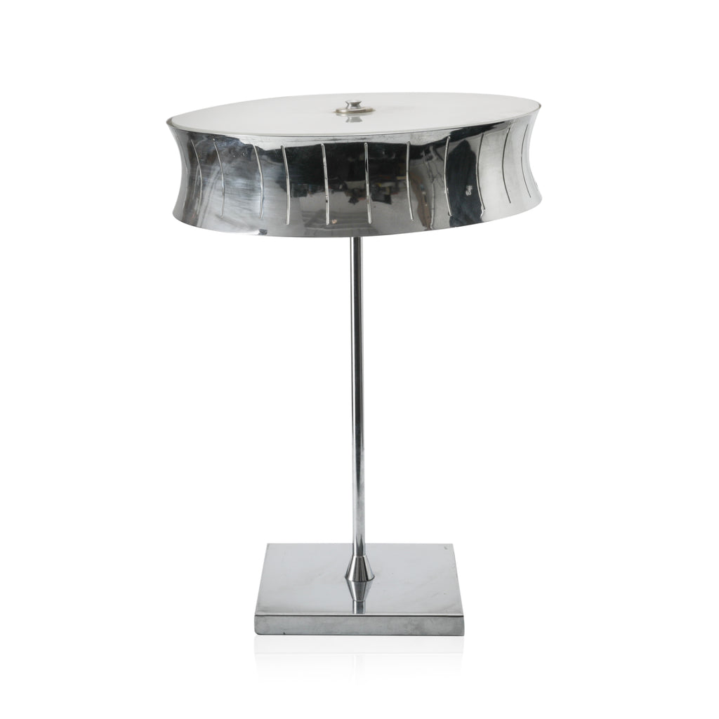 Round Shade / Square Base Chrome Table Lamp