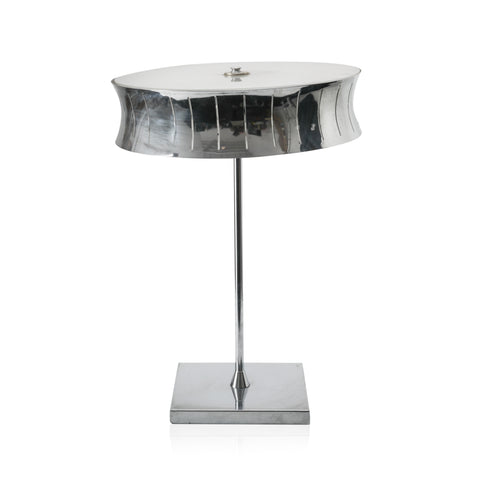Round Shade / Square Base Chrome Table Lamp