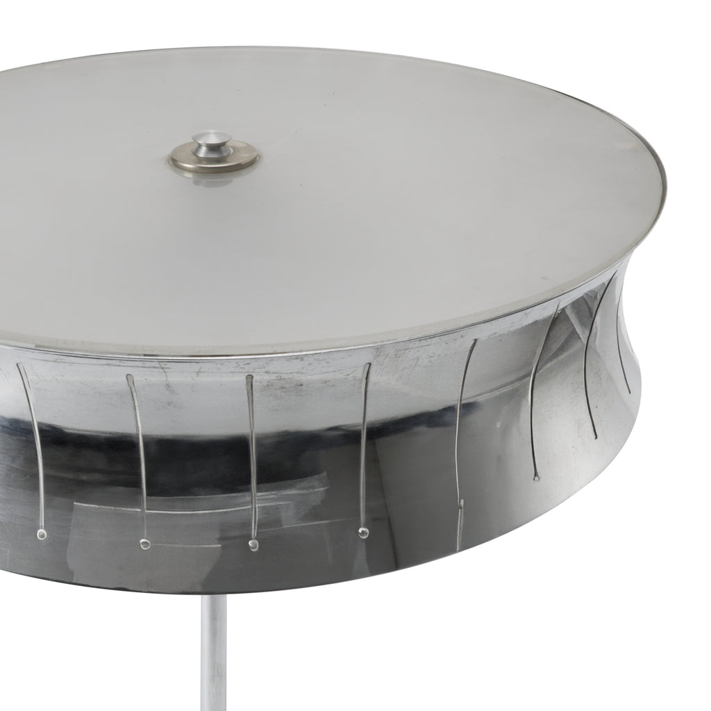 Round Shade / Square Base Chrome Table Lamp