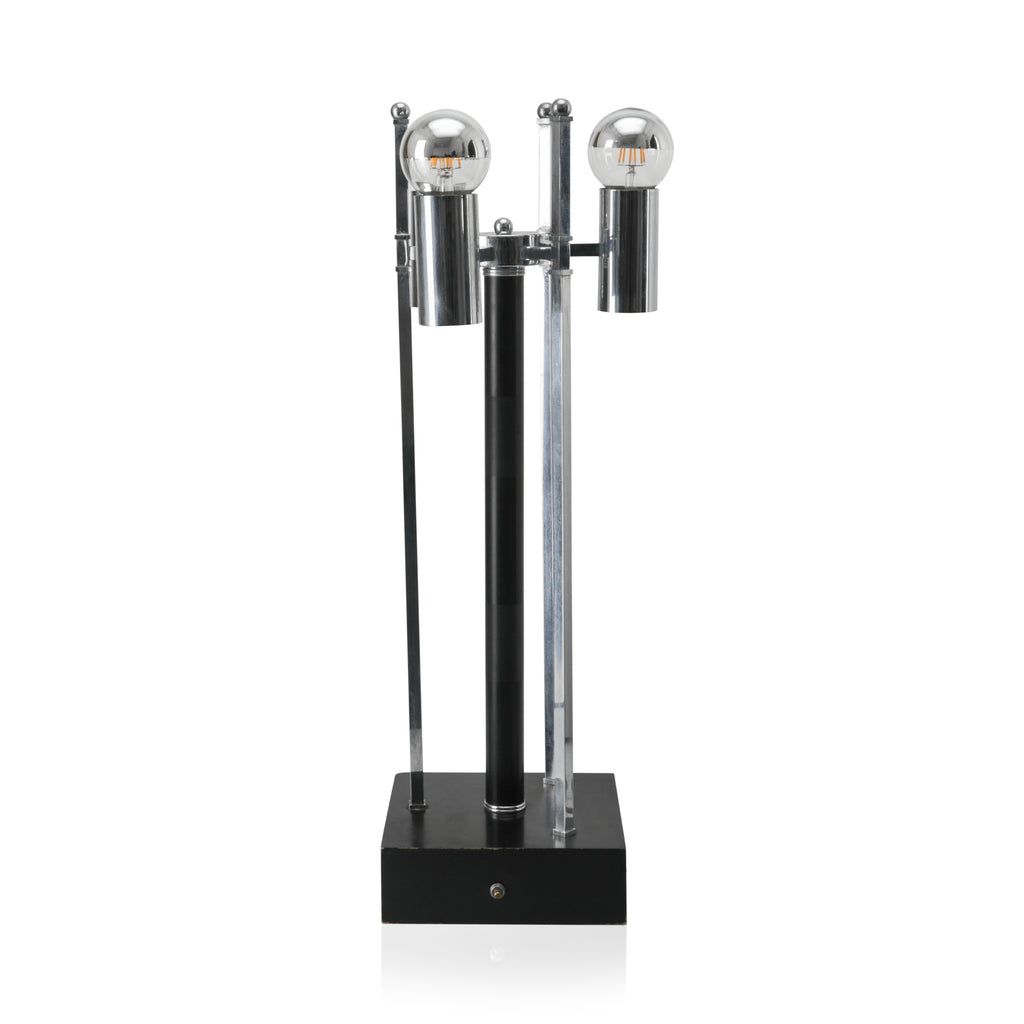 Chrome / Black 3 Bulb Column Lamp