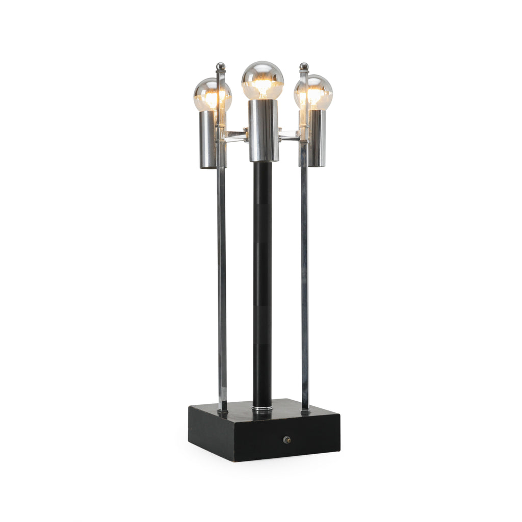 Chrome / Black 3 Bulb Column Lamp