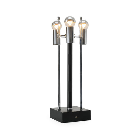 Chrome / Black 3 Bulb Column Lamp