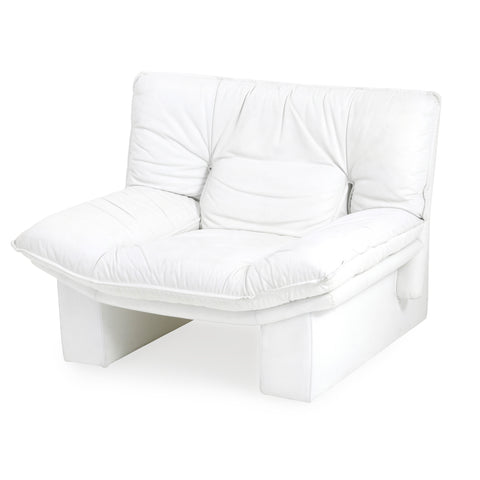 White Leather Wide 80s Armchair