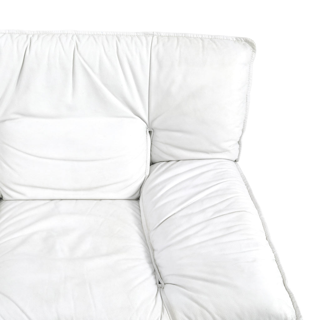 White Leather Wide 80s Armchair