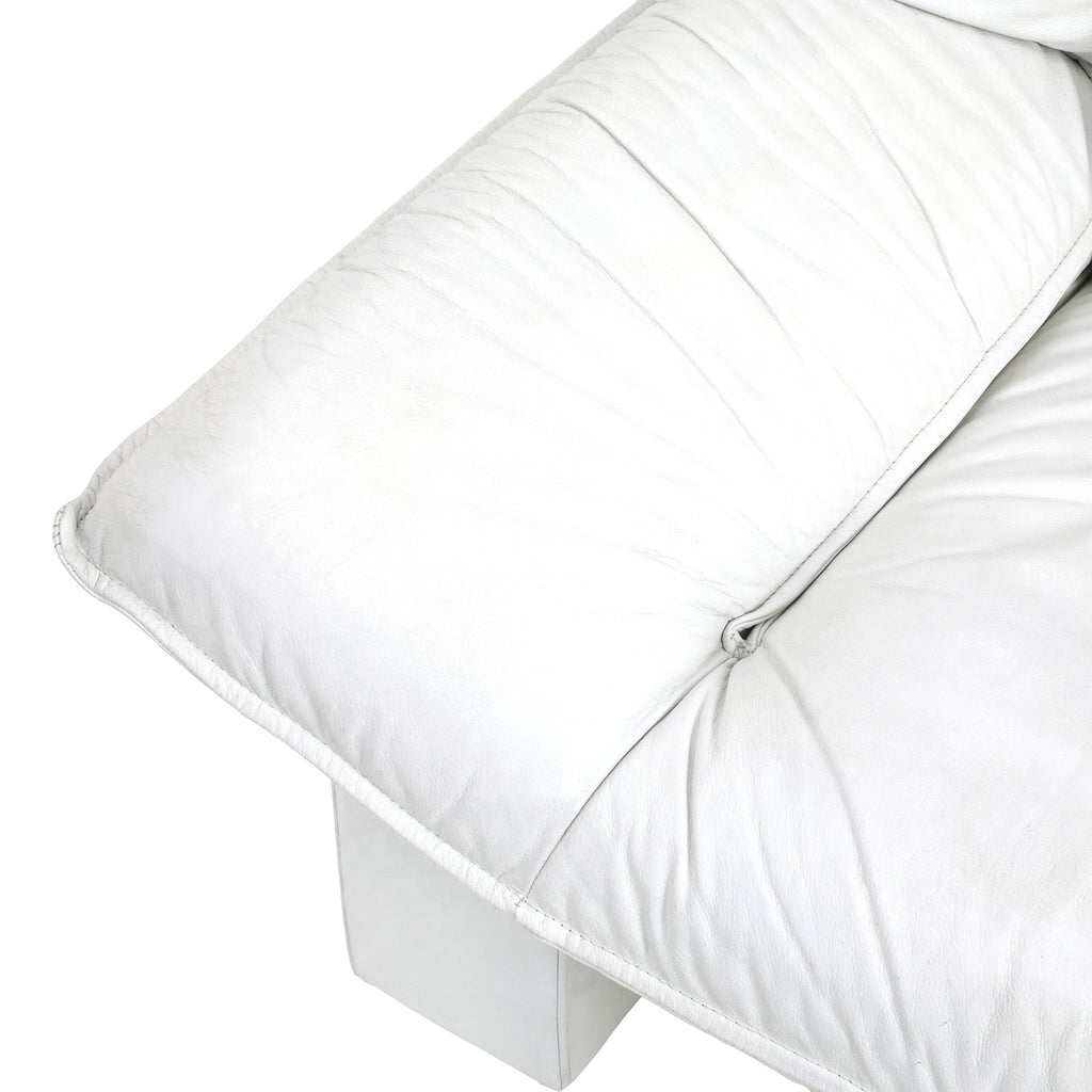 White Leather Wide 80s Armchair