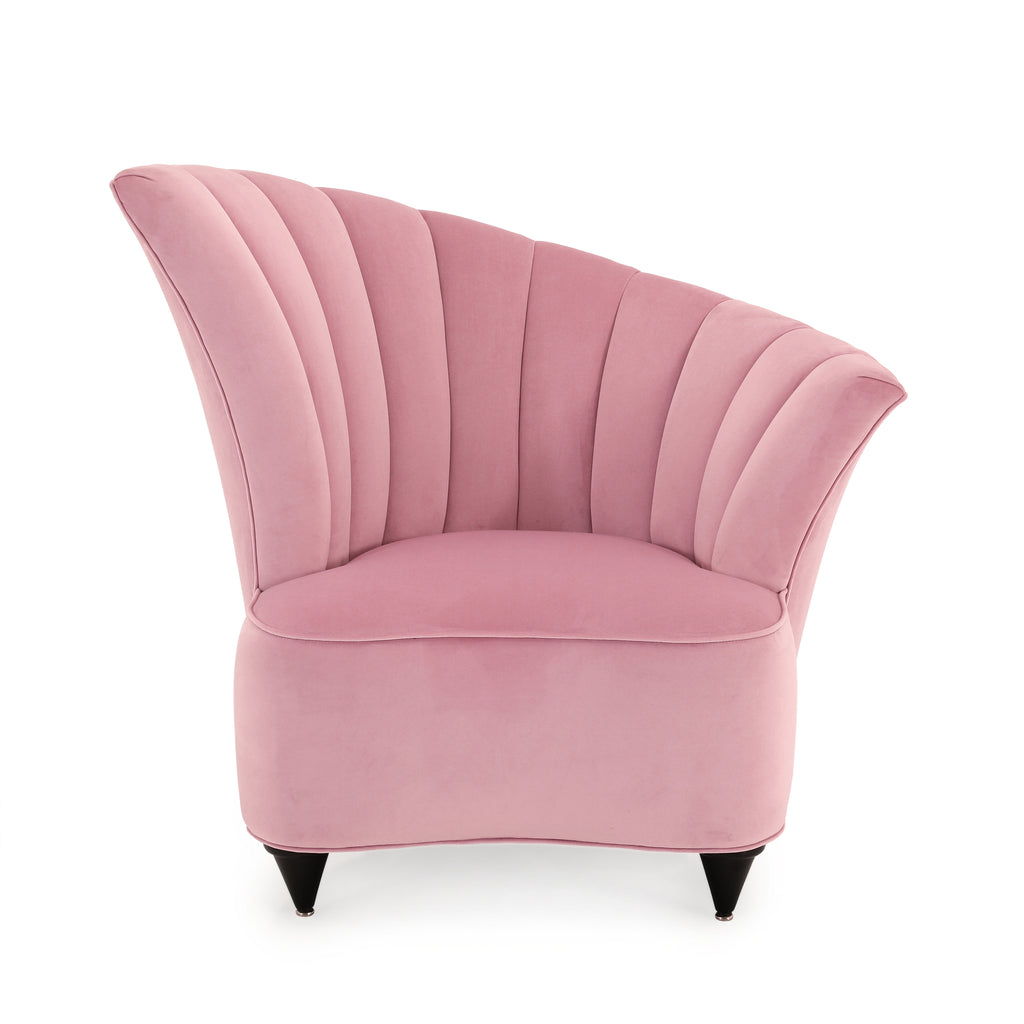 Pink Velvet Deco Left Fan Chair