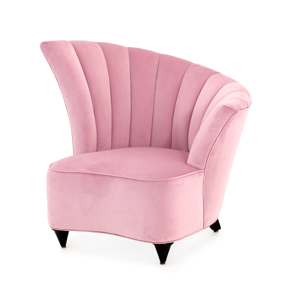 Pink Velvet Deco Left Fan Chair