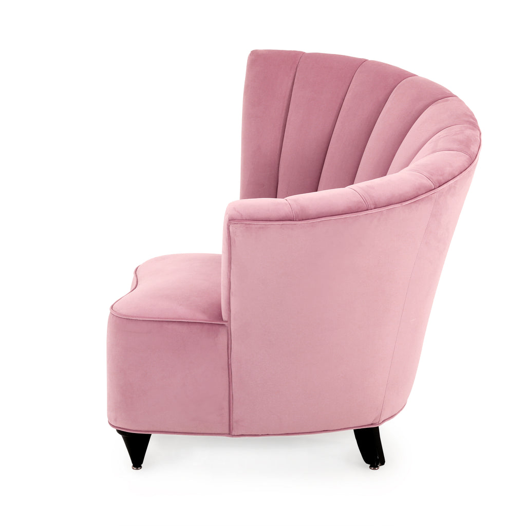Pink Velvet Deco Left Fan Chair