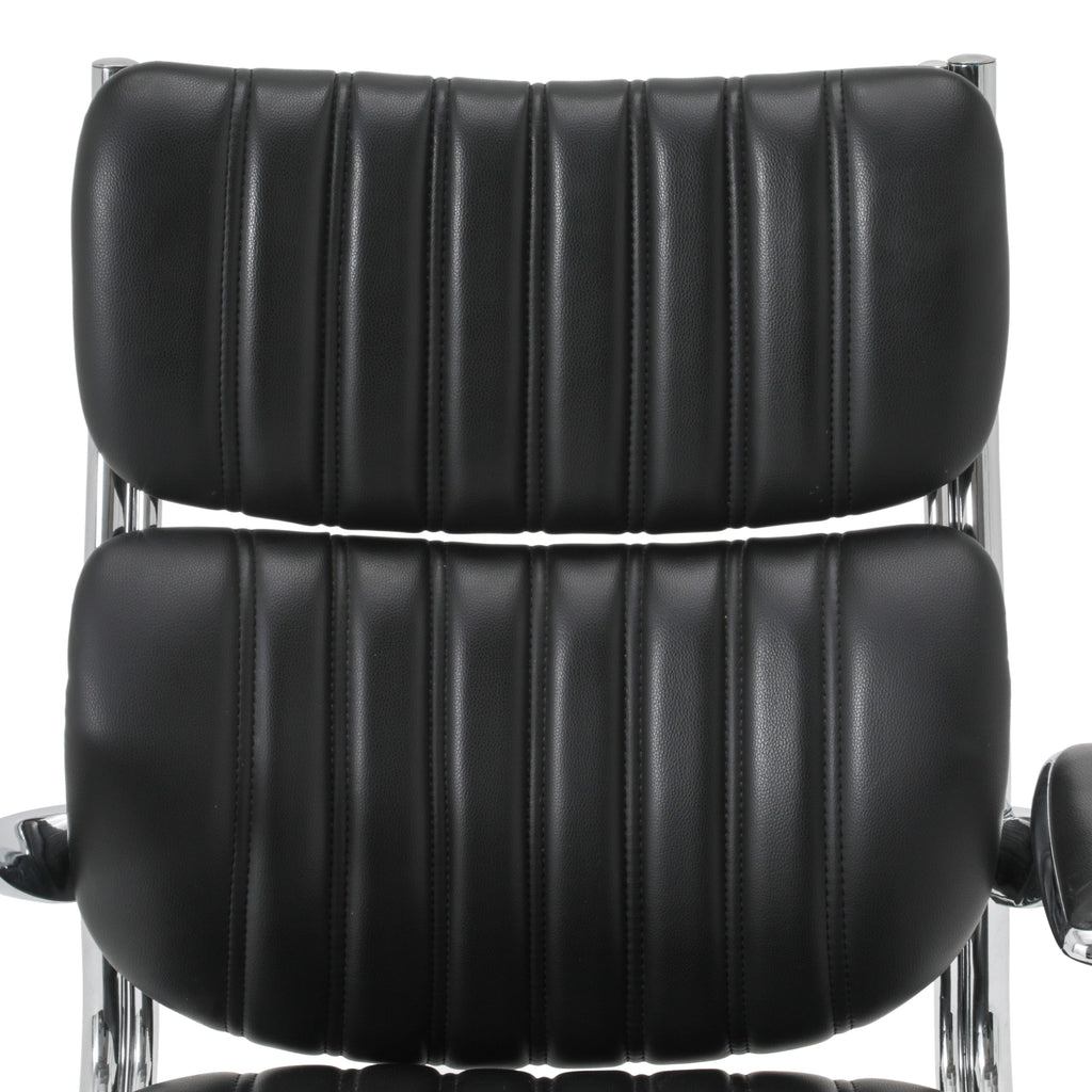 Black Leather Ribbed Back Office Chair