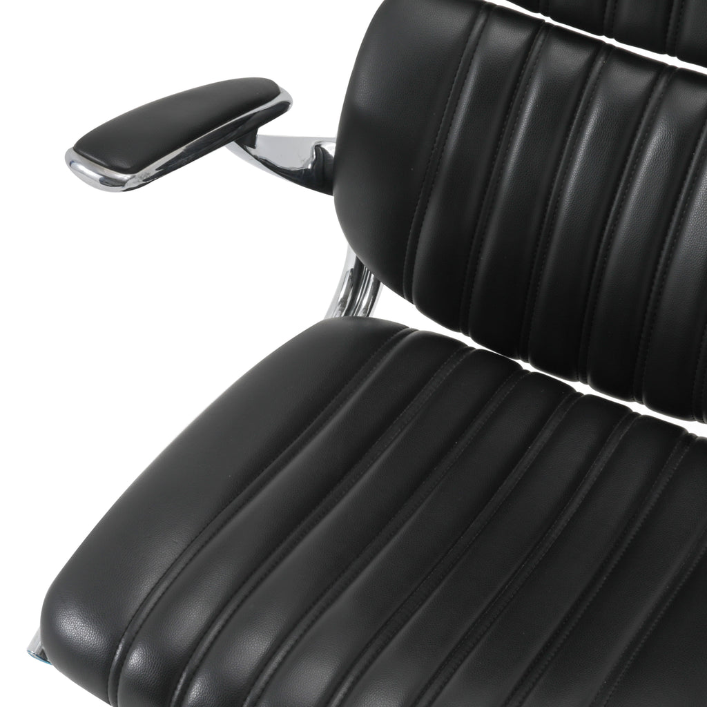 Black Leather Ribbed Back Office Chair