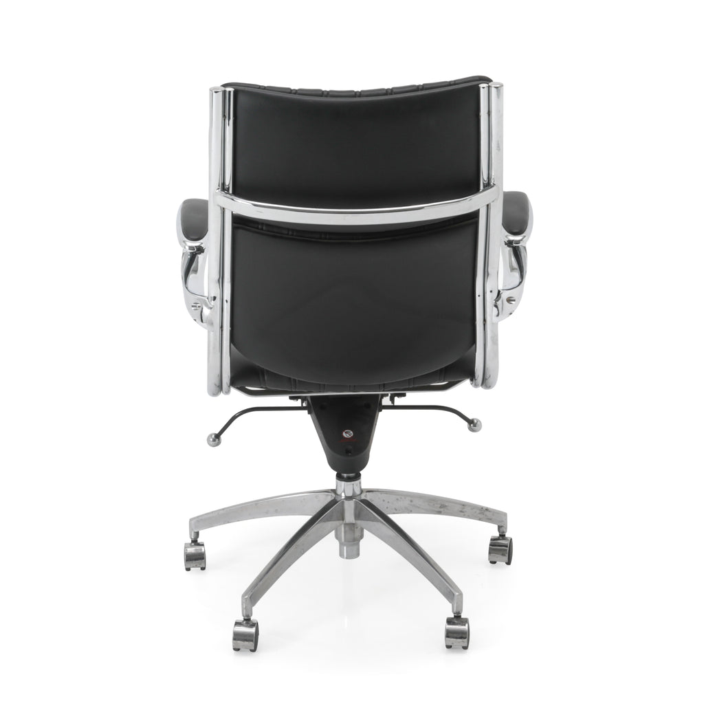 Black Leather Ribbed Back Office Chair