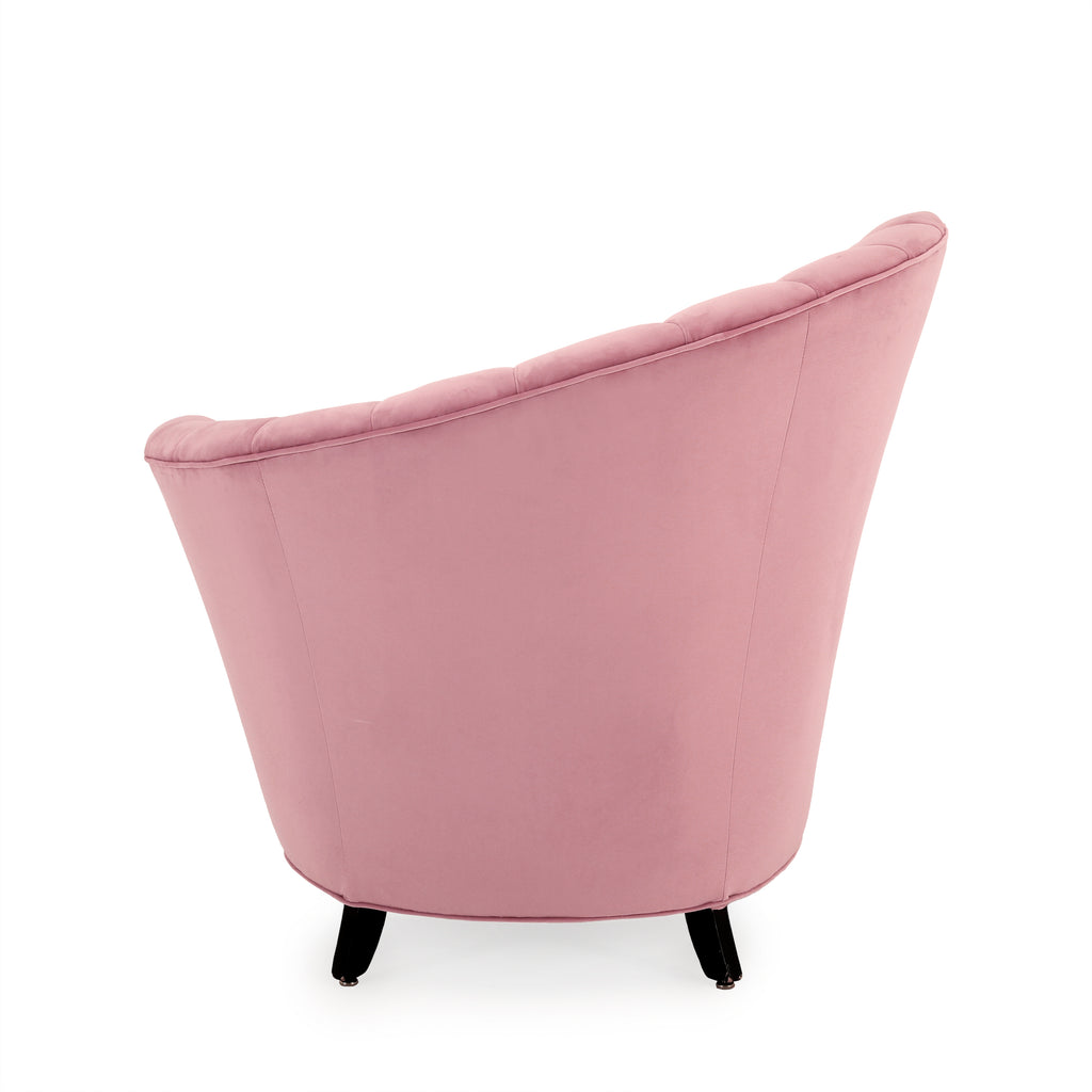 Pink Velvet Deco Left Fan Chair