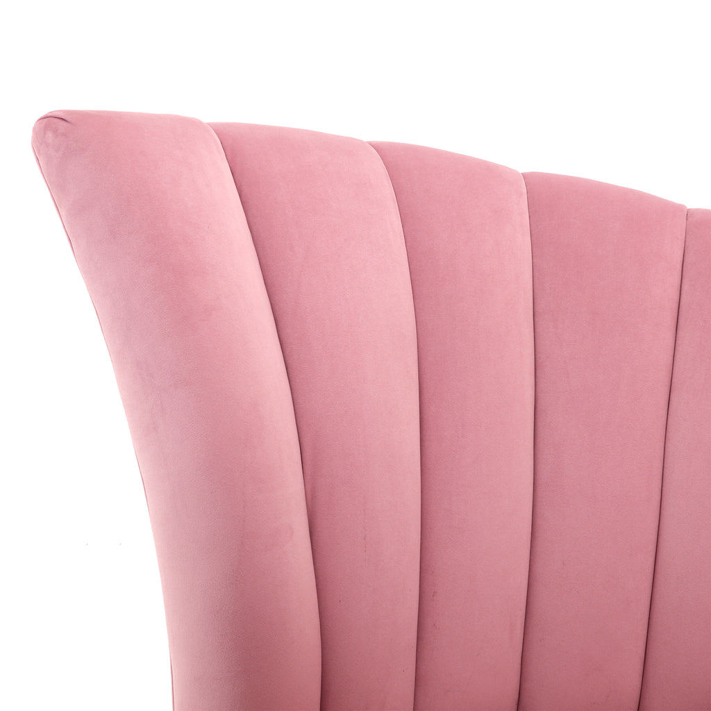 Pink Velvet Deco Left Fan Chair